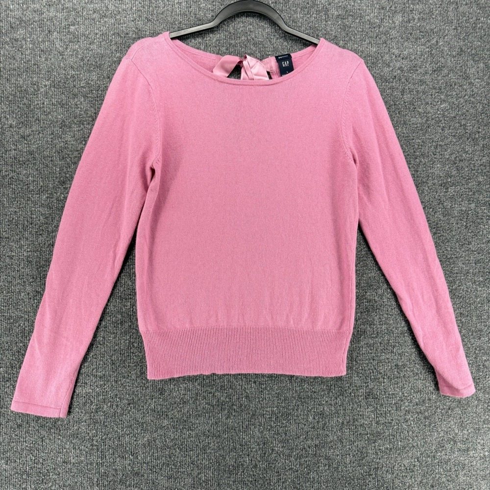 GAP Sweater Womens L Pink Rabbit Hair Blend Knit Round Neck Soft Girl Preppy